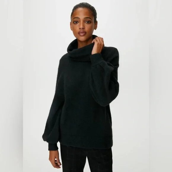 Aritzia Babaton The Group Adichie Oversized Turtleneck Sweater Black Medium - Picture 3 of 8
